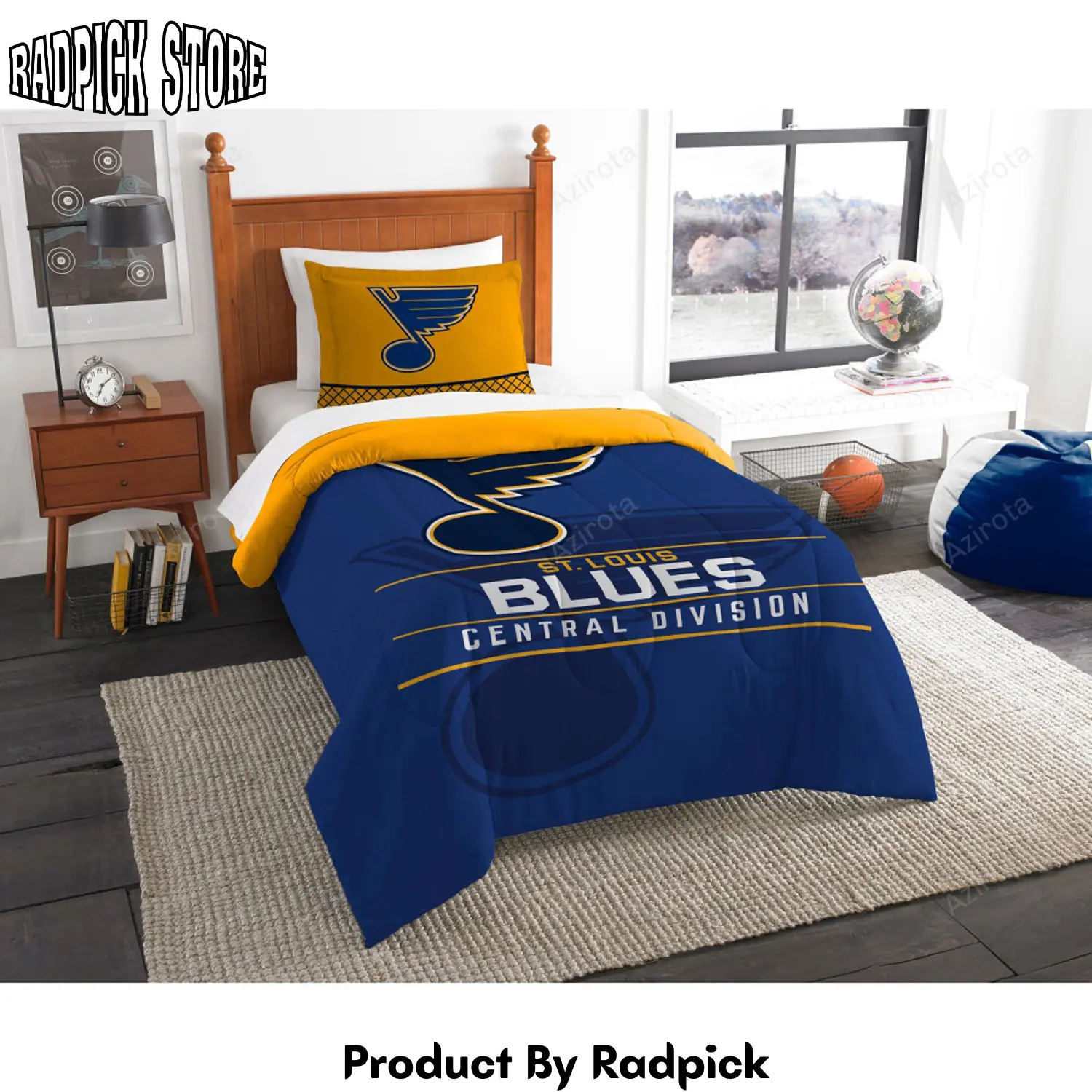 Radpick st louis blues large logo bedding set for fans duvet cover set rp3272034